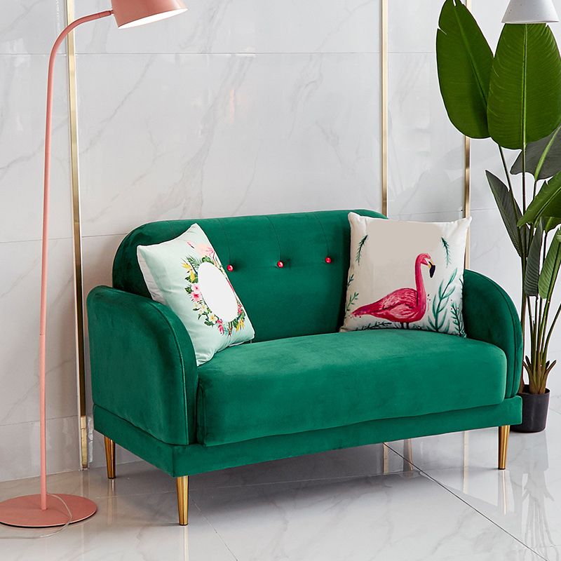 Contemporary 34.25" H Solid Color Velvet Square Arm Sofa for Living Room