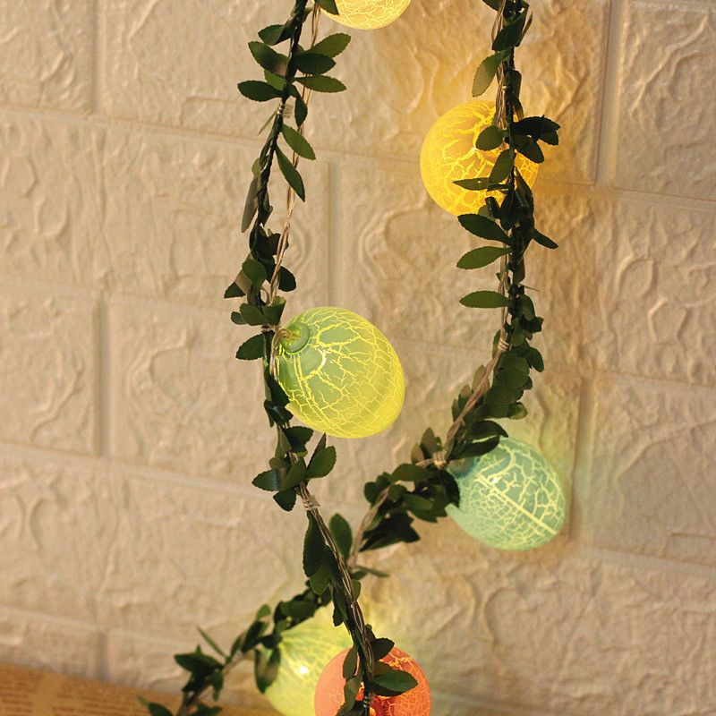 Green Vine and Egg String Lamp Decorative 10-Light Plastic Festive Light