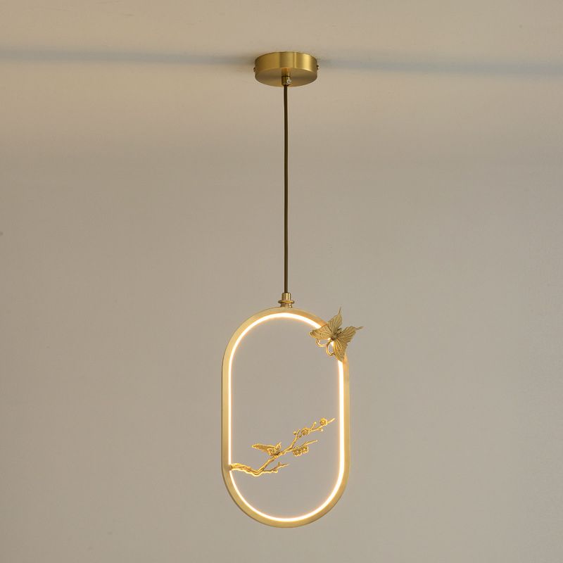 Contemporary Gold Simplicity Line Design LED Pendant Lamp for Bar Study Room