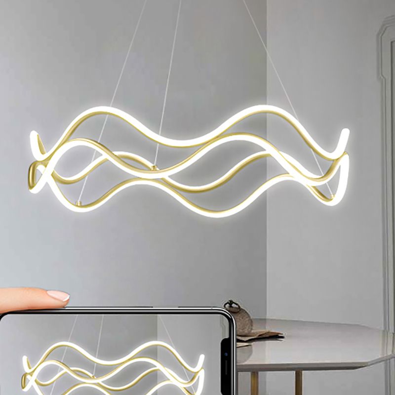 Lustres de lustre simple en or lustre suspendu linéaire pour salon