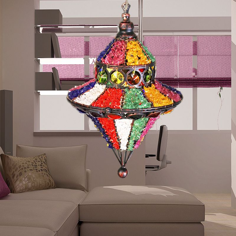 1 Luz de iluminación colgante de luz Art Deco Restaurant Light con cono/lágrima de metal en blanco/rojo