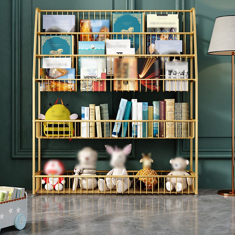 Modern Style Metal Bookshelf Ladder Open Shelf Bookcase for Study Room