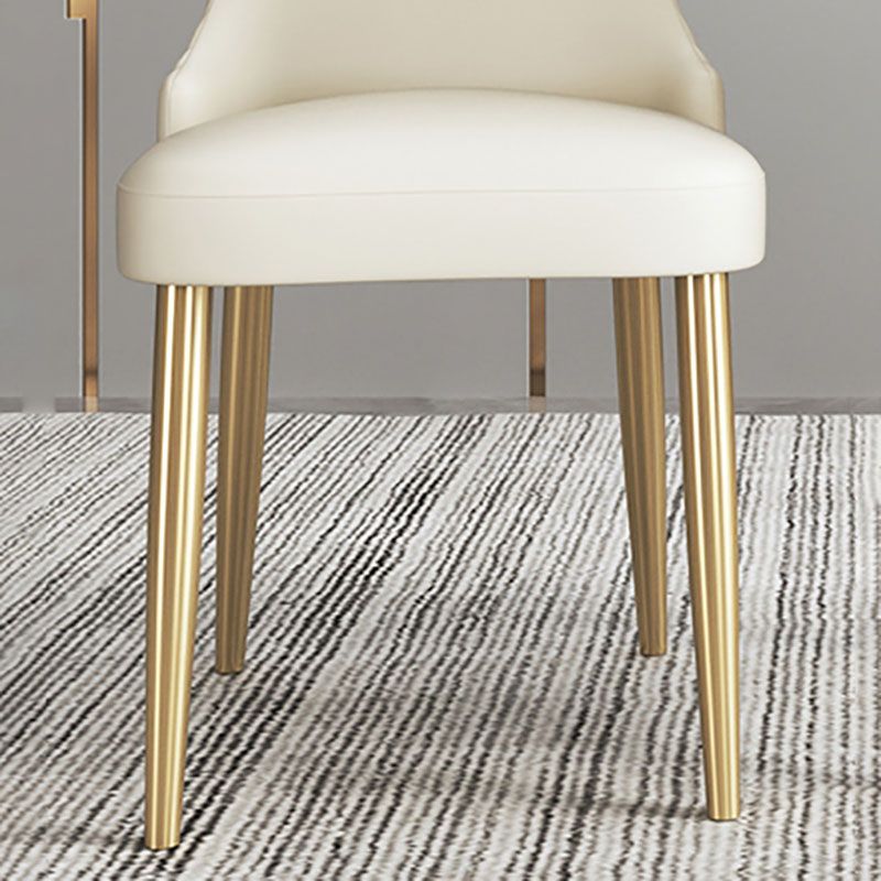 Scandinavian Armless Solid Back Chair for Home Leather Dining Side Chair