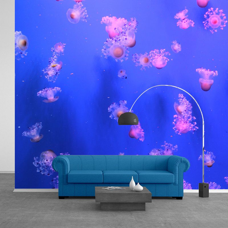 Blue Seabed Mural Wallpaper Wall Covering Mildew Resistant for Sleeping Room