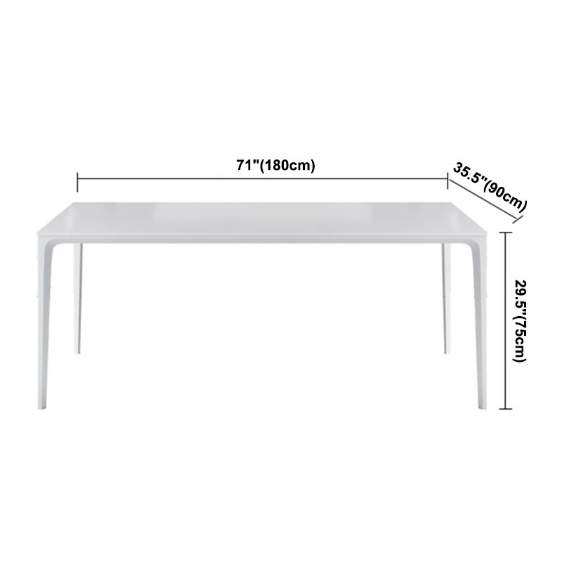 Table à manger standard de forme de rectangle simple blanc avec une base de 4 jambes avec une base de 4 jambes