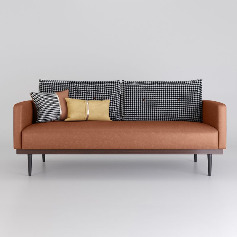 29.5" H Contemporary Faux Leather Square Arm Sofa for Living Room