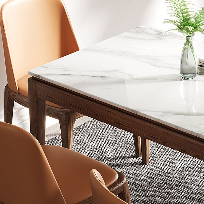 Rechthoek gesinterde steen witte eettafel Vintage 4 poten tafel voor eetkamer