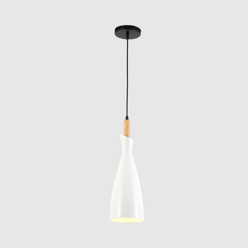 Tapered Kitchen Hanging Pendant Light Metal 1 Head Minimalist Down Lighting in Black/White/Grey