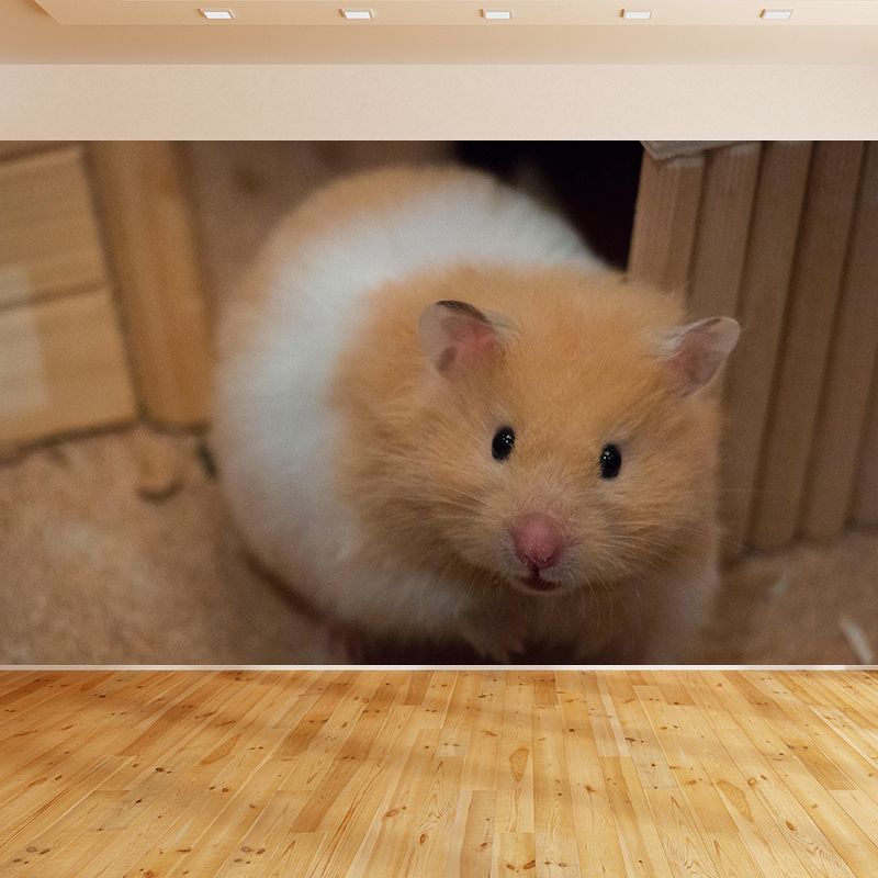 Lovely Hamster Mural Wallpaper Contemporary Style Wall Covering for Living Room