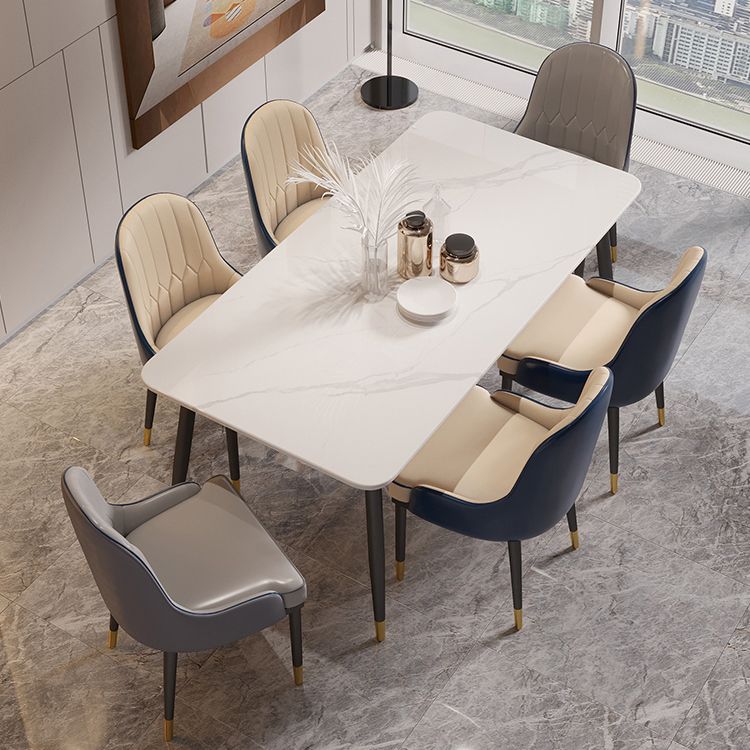 White Sintered Stone Dining Table Traditional Luxury Dining Table with 4 Legs