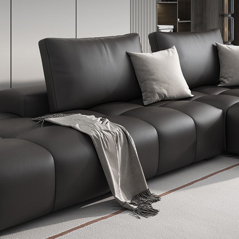 Faux Leather Pillow Back Sectional Brown/Black 106.29" Wide Sectional