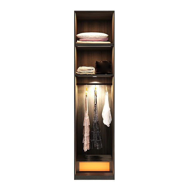 Modern Black Wardrobe for Home Mirrored Finish Cabinet with Glass Doors