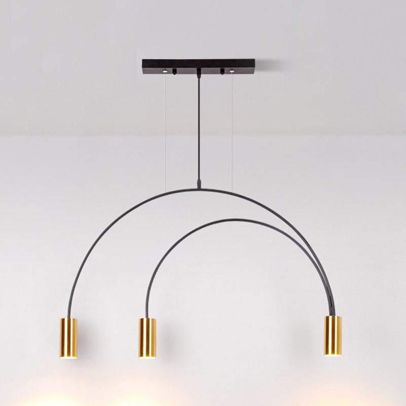Modern Kitchen Island Lighting Cylinder Island Light Metal Island Lamps in Black and Gold