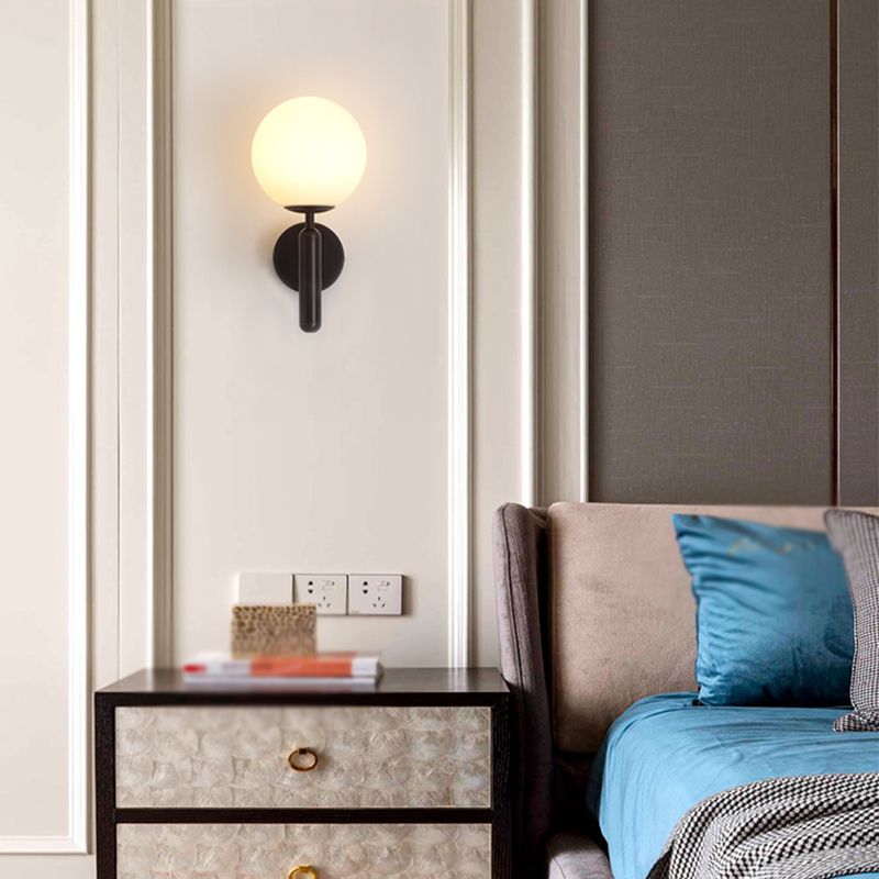 Metal Modern Wall Sconce Ball Shape Vanity Lamp with Glass Shade for Bathroom