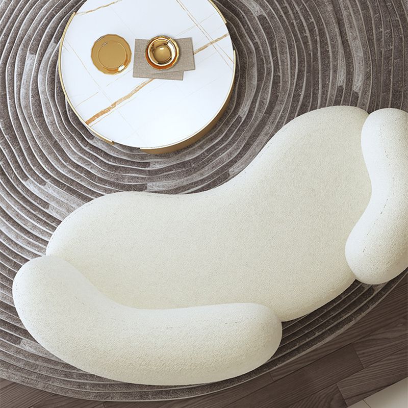 28.35" High Curved Tuxedo Arm Sofa Modern Style White Wool Seating