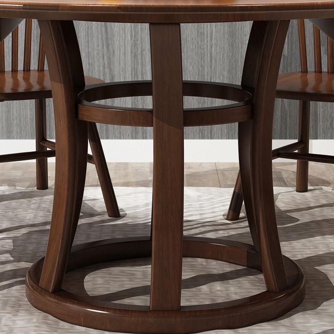 Modern Round Table Solid Wood Dining Table with Turntable for Home