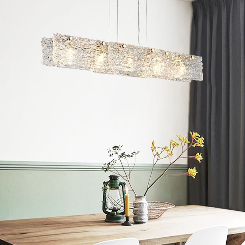 5-leichte Inselbeleuchtungsideen moderner Stil rechteckiger Form Glashängeleuchte