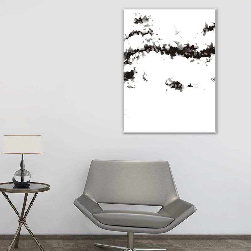 Smoke Abstract Wall Decor Minimalist Textured Canvas Wall Art in Black and White
