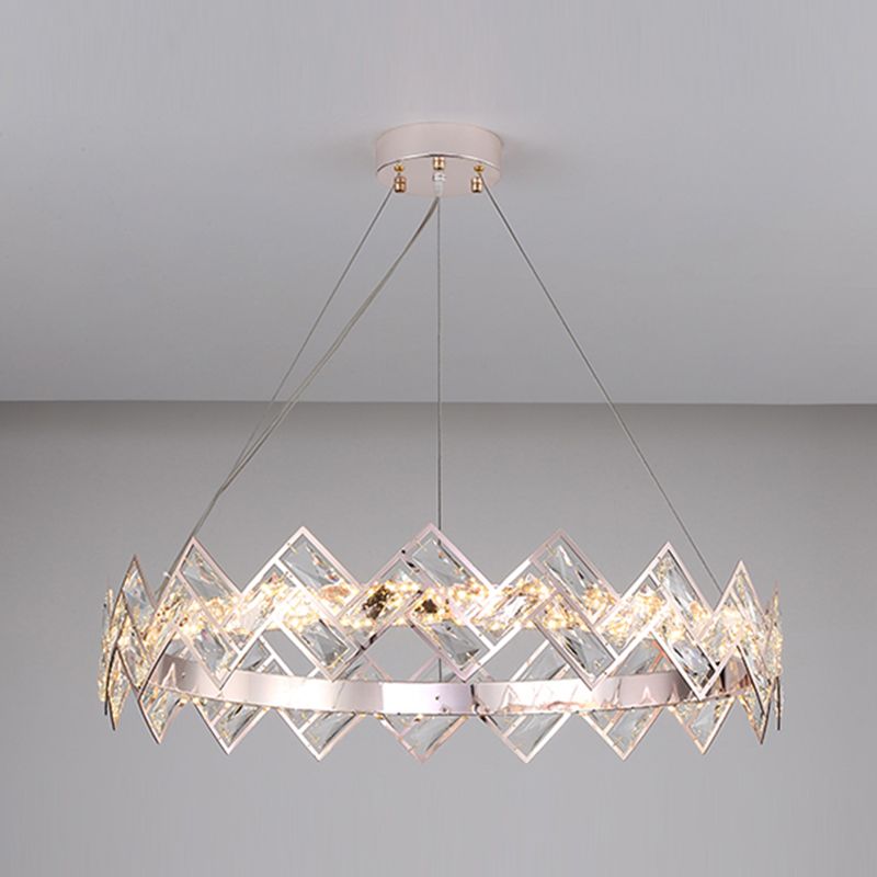 Wheel Shape Pendant Chandelier Modern Style Crystal 1 Light Chandelier Light in Silver