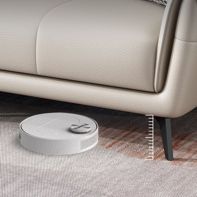 38.58 " H White Faux Leather Sewn Pillow Back Flared Arm Sofa