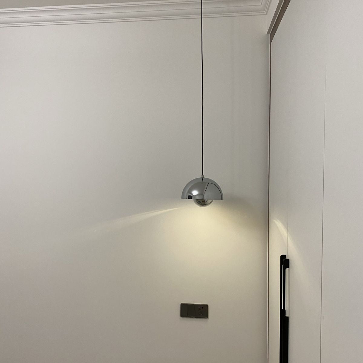 Modern Globe Pendant Ceiling Lights 1 Light Pendant with Stainless Steel Shade for Bedroom