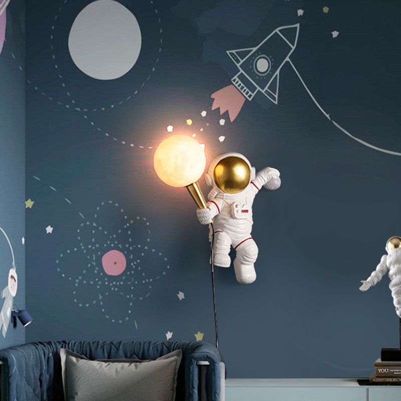 Astronaut Wandleuchten Beleuchtung Kinder Harz 1 Licht Schlafzimmer Wandleuchte mit Ballschatten