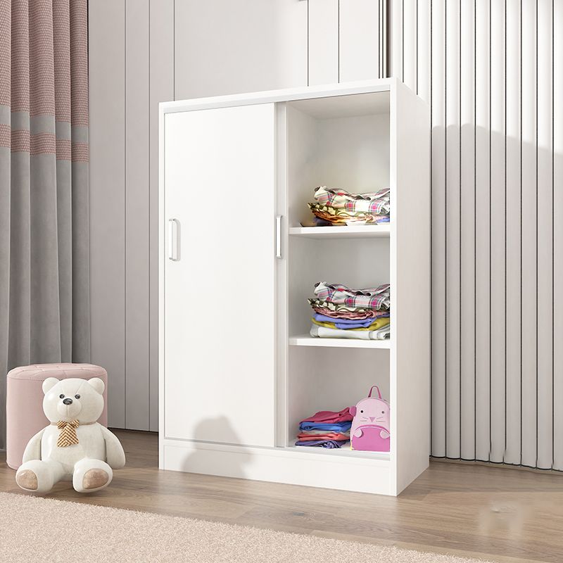 Manufactured Wood Kid's Wardrobe Contemporary White Kids Closet with Garment Rod
