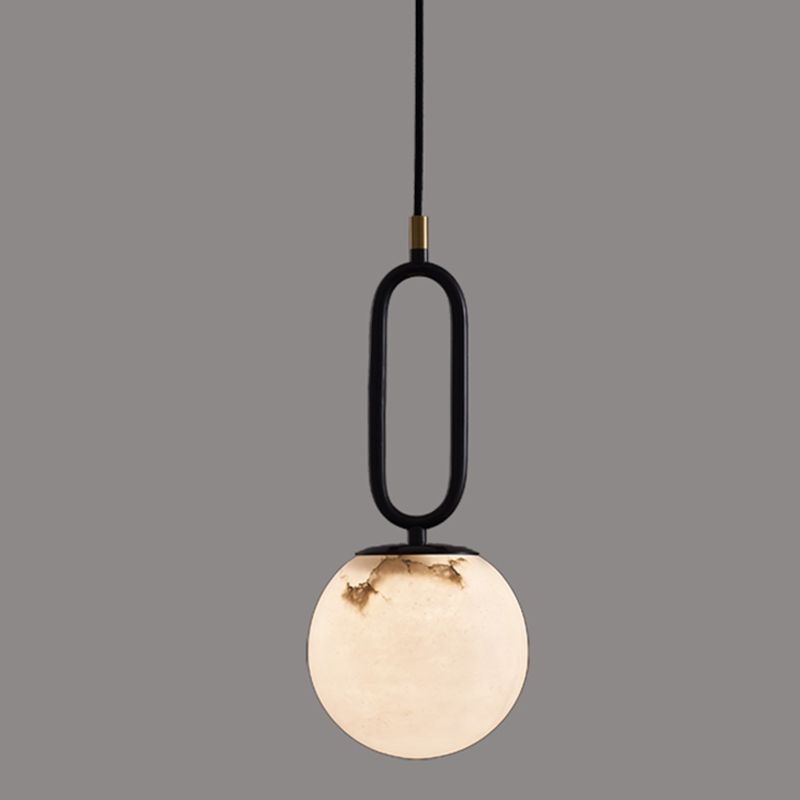 Éclairage suspendu à l'ombre sphérique Marbre de style moderne 1 pendentif léger pour chambre à coucher