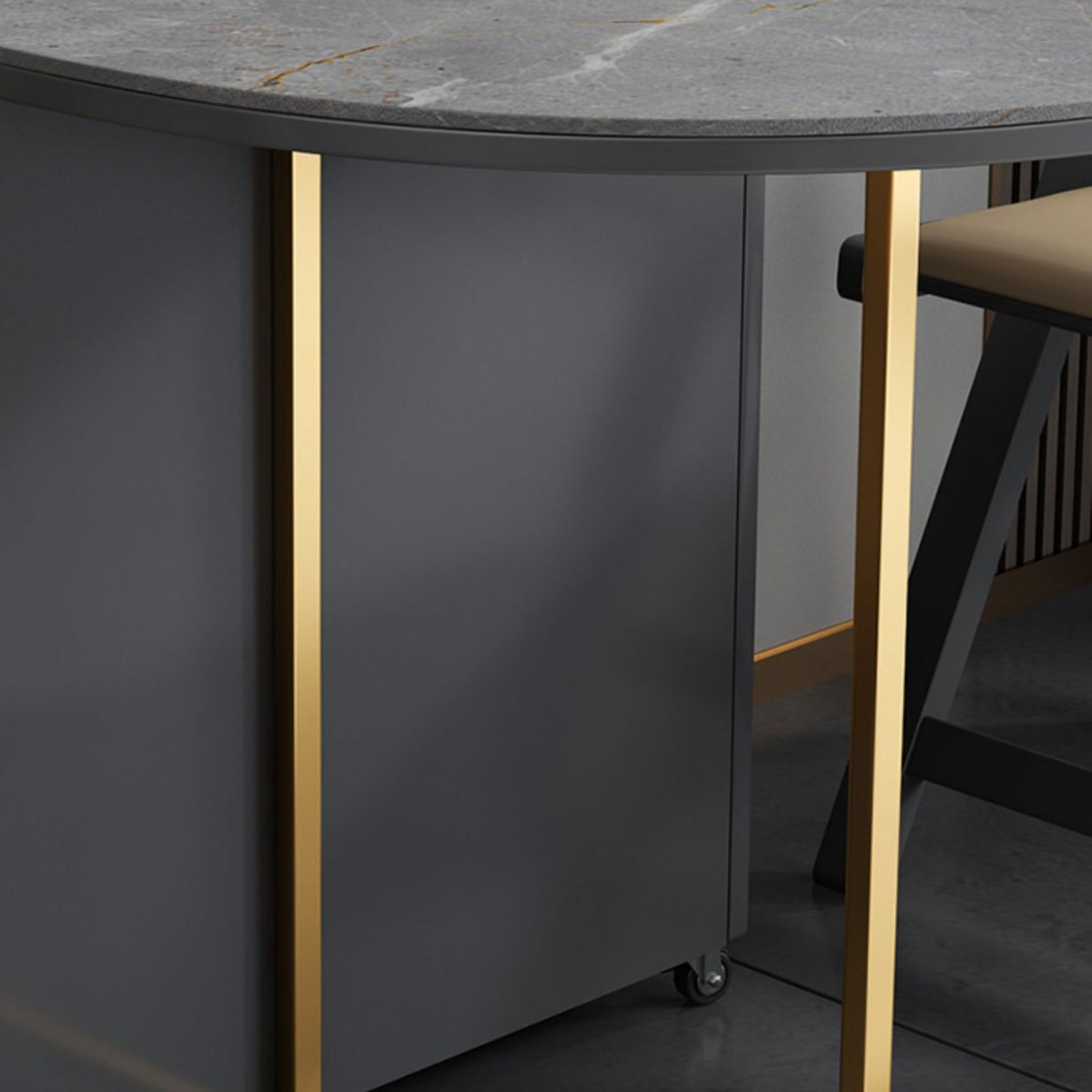 59''L Minimalist Folding Kitchen Dining Table Oval Dining Table with Pedestal Base