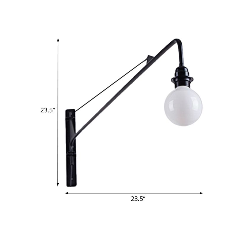 Metal Long Arm Wall Light Fixture with Bare Bulb Industrial Style 1 Light Study Room Sconce Lighting in Black