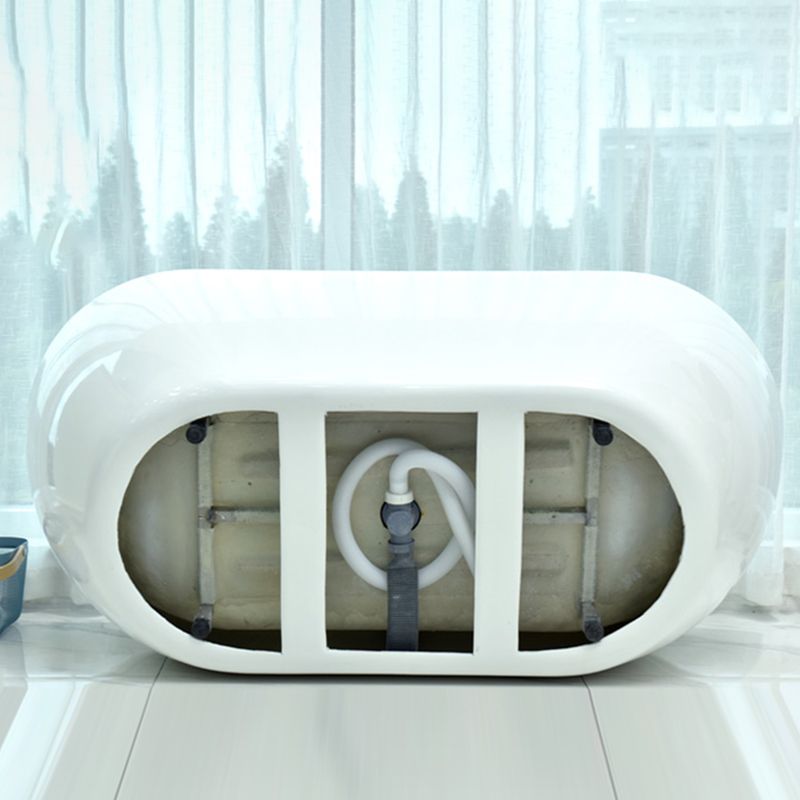 Modern White Oval Bath Tub Drain and Overflow Trim Tub in Bathroom