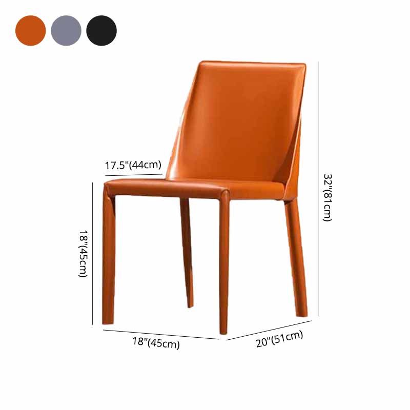 Silla de comedor de cuero de silla de montar con respaldo sólido de restaurante estilo diseñador