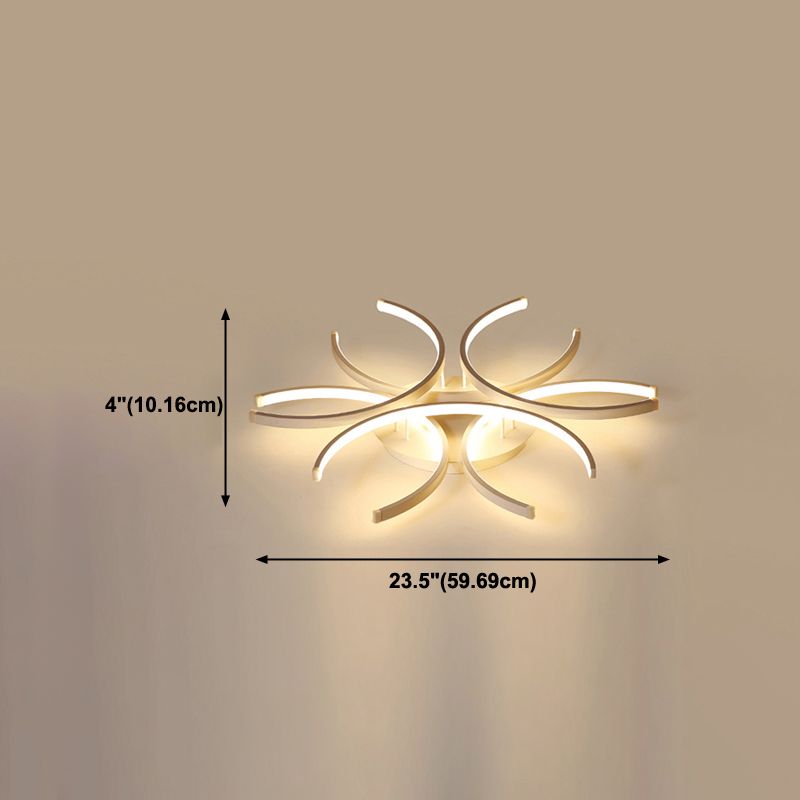 Zeitgenössische Flush -Leuchten linear 6 Leuchtmetall Flush -Brunnenlampen in Weiß