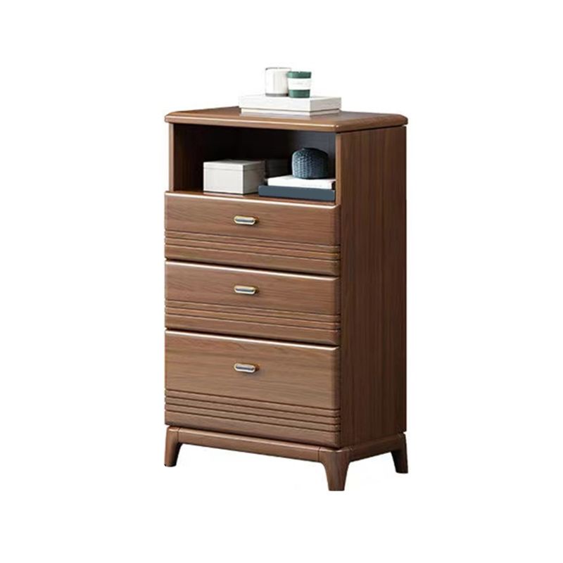 Mid-Century Modern Chest with 1 Shelf and Drawers and Legs in Walnut