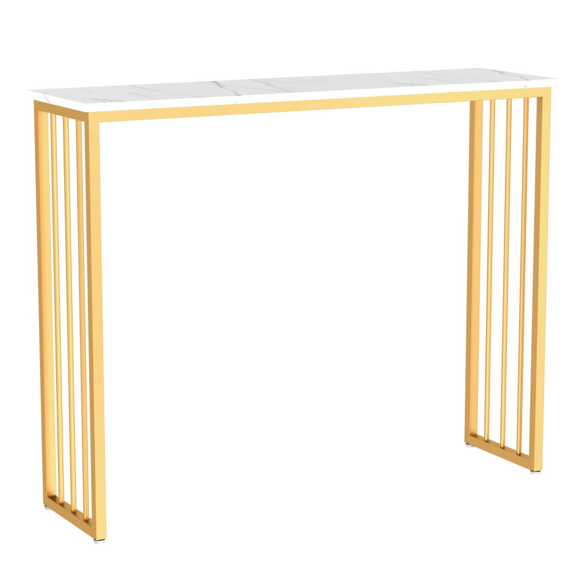 Modern Bar Dining Table Rectangle Bar Height Cocktail Table in Iron Base