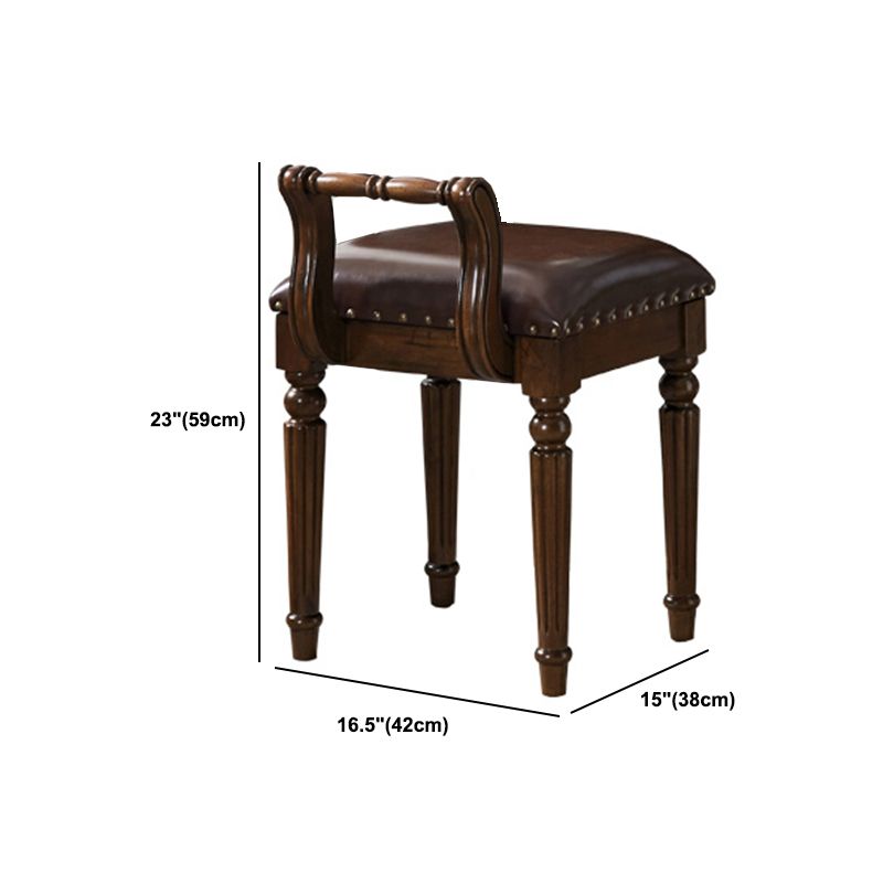 Rubberwood Bedroom Traditional Mirror 2-Drawer Espresso Vanity Set