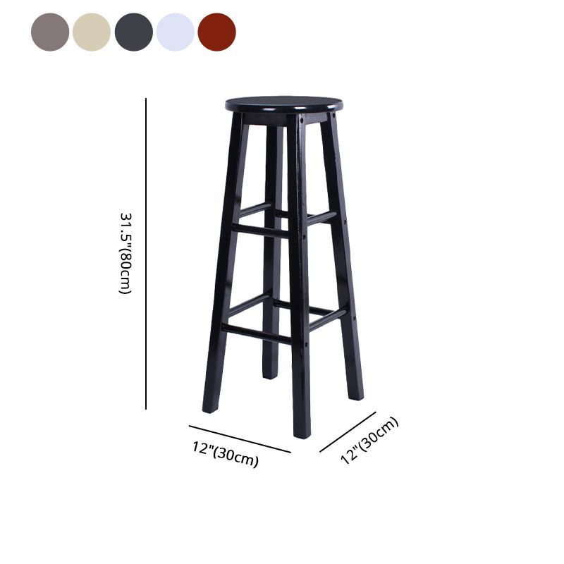 Modern Armless Counter Stool Wood Household Bar Stool with Pedal