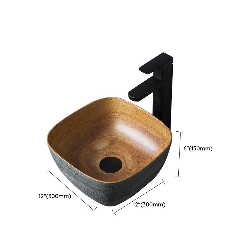 Brown Oval-shape Trough Bathroom Sink Modern Trough Bathroom Sink
