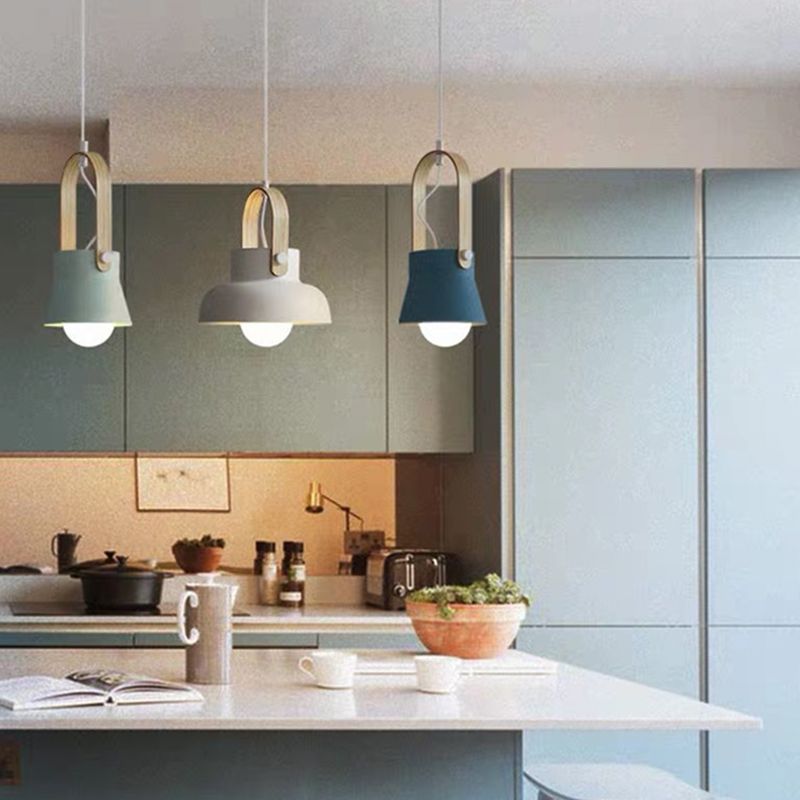 Wooden Handle Pendant Ceiling Light Simplicity Pendant Lighting Fixture for Dinning Room