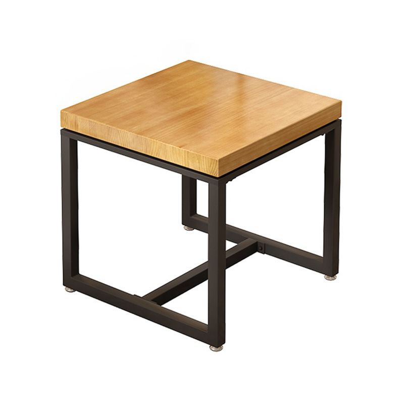 Metal Industrial Square Dining Table Pine Solid Wood Top Table with Trestle Base