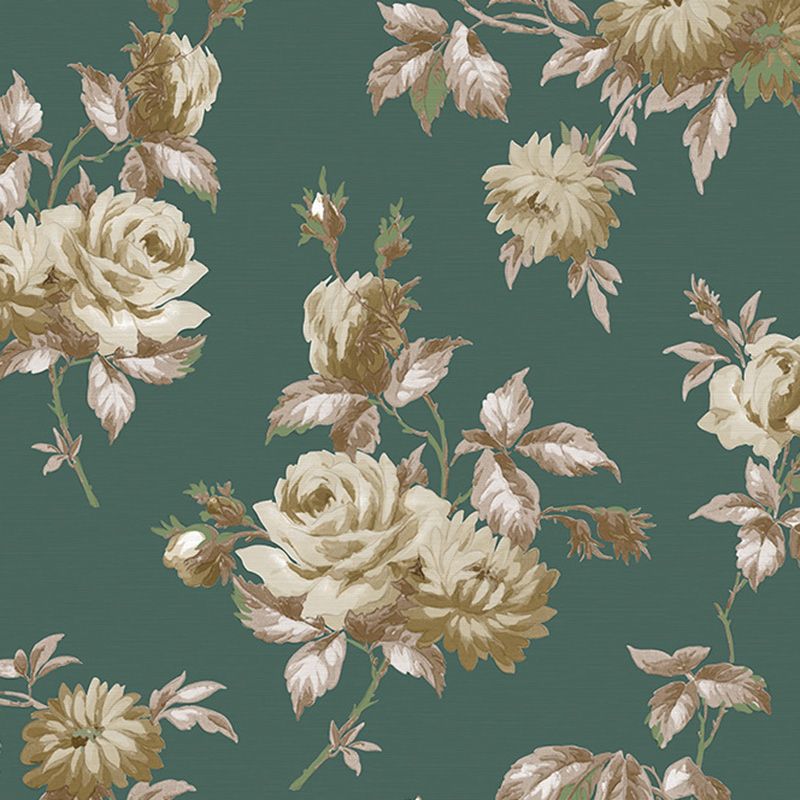 Floral Design Wall Covering in Natural Color Non-Woven Fabric Wallpaper for Living Room, 57.1 sq ft.
