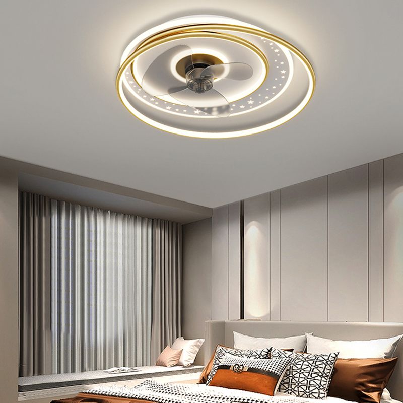 Élégant plafond moderne lampe à fans de la lampe métallique LED Semi Flush Mount Light Light