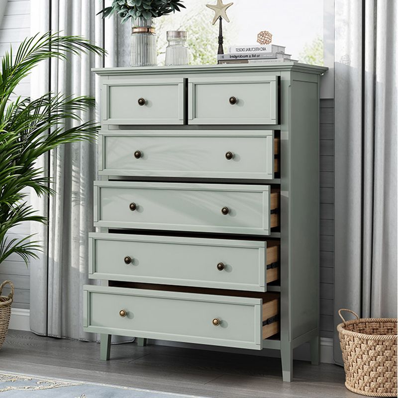 Green Scandinavian Wood Storage Chest with Soft-Close Drawers for Home