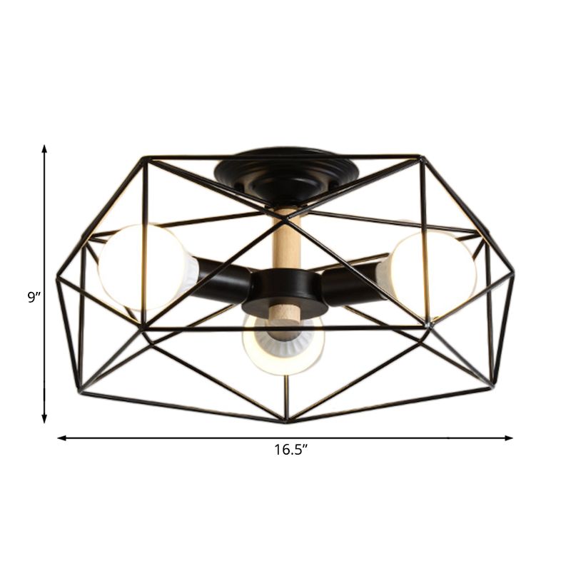 Geometrische semi-inbouw moderne metalen 3/4/5-lichts wit/zwart/goud semi-inbouwlamp met draadkooikap