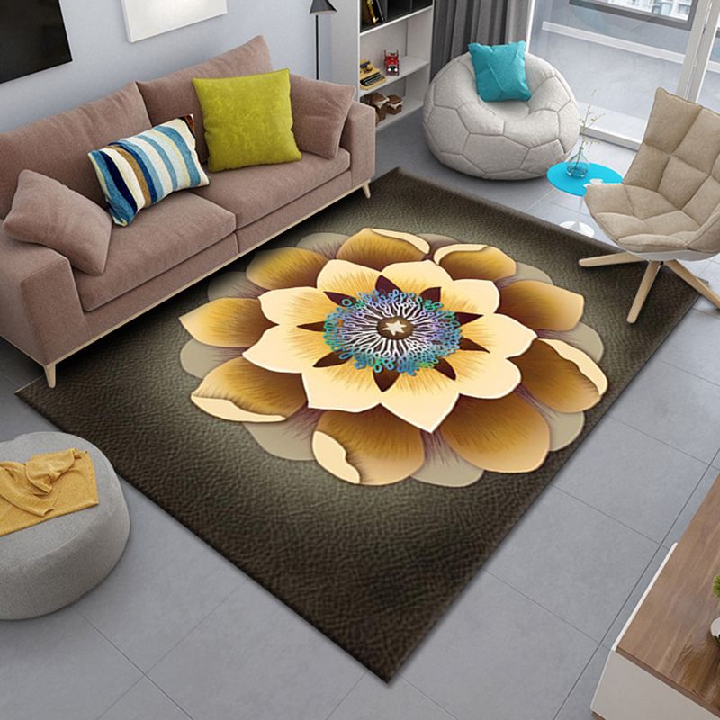Veelkleurige modern vloerkleed trendy bloemen gedrukt tapijt Niet-slip achterste tapijt voor woningdecoratie
