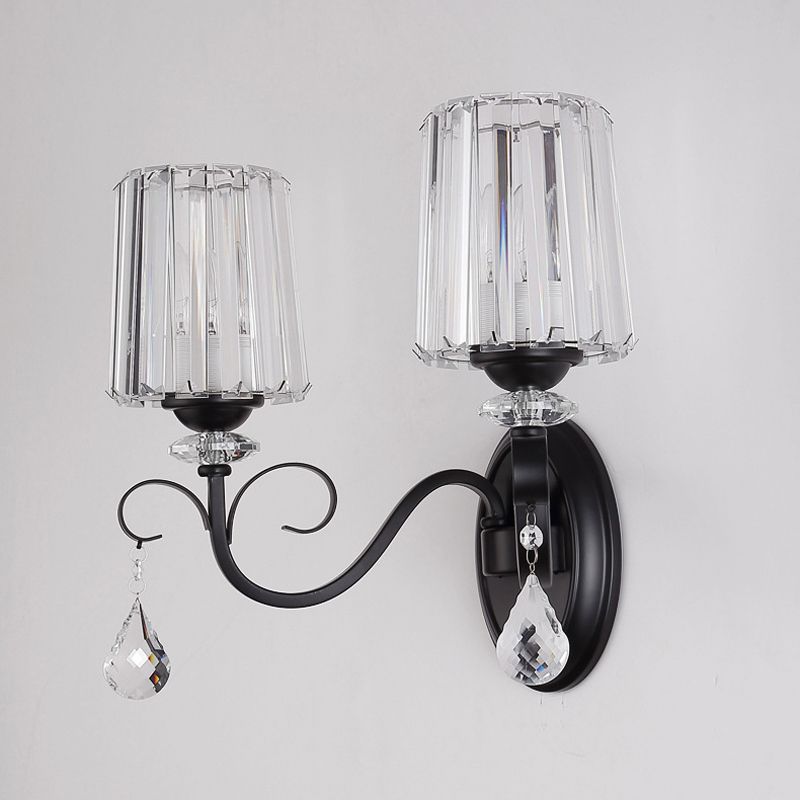Crystal Geometric Shape Wall Light Modern Style 1/2 Light Wall Light Sconce in Black