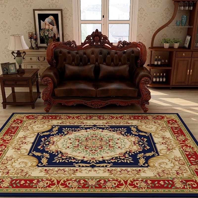 Traditional Medallion Print Carpet Polyester Rug Stain Resistant Indoor Carpet for Living Room