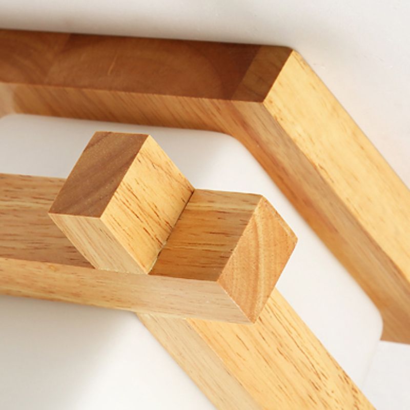 Wooden Ceiling Light Fixture Nordic Style Close to Ceiling Lighting in Beige