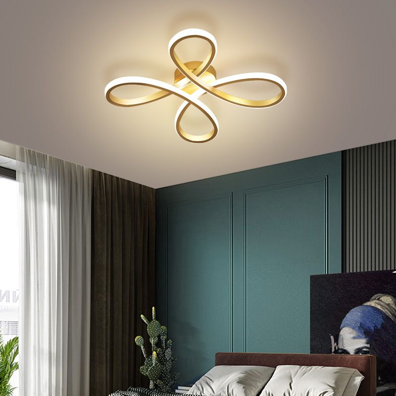 Metal Floral Ceiling Mounted Fixture Simple Style Ceiling Flush in Gold