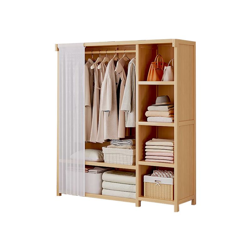Engineered Wood Armoire Modern Natural Finish Wardrobe Closet with Garment Rod